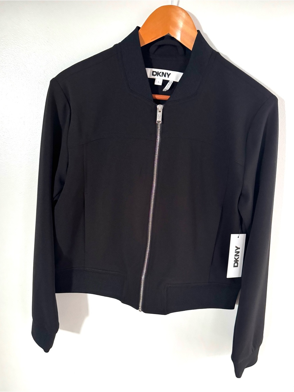DKNY Black Bomber Jacket with Silver Zip